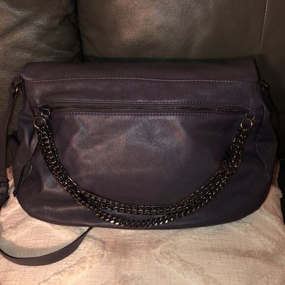 Jennifer Lopez Indigo Faux Leather Foldover Cross Body Purse Bag Chain Detail - Picture 3 of 10